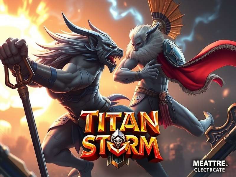 Titan Storm Game Banner featuring epic battle scene